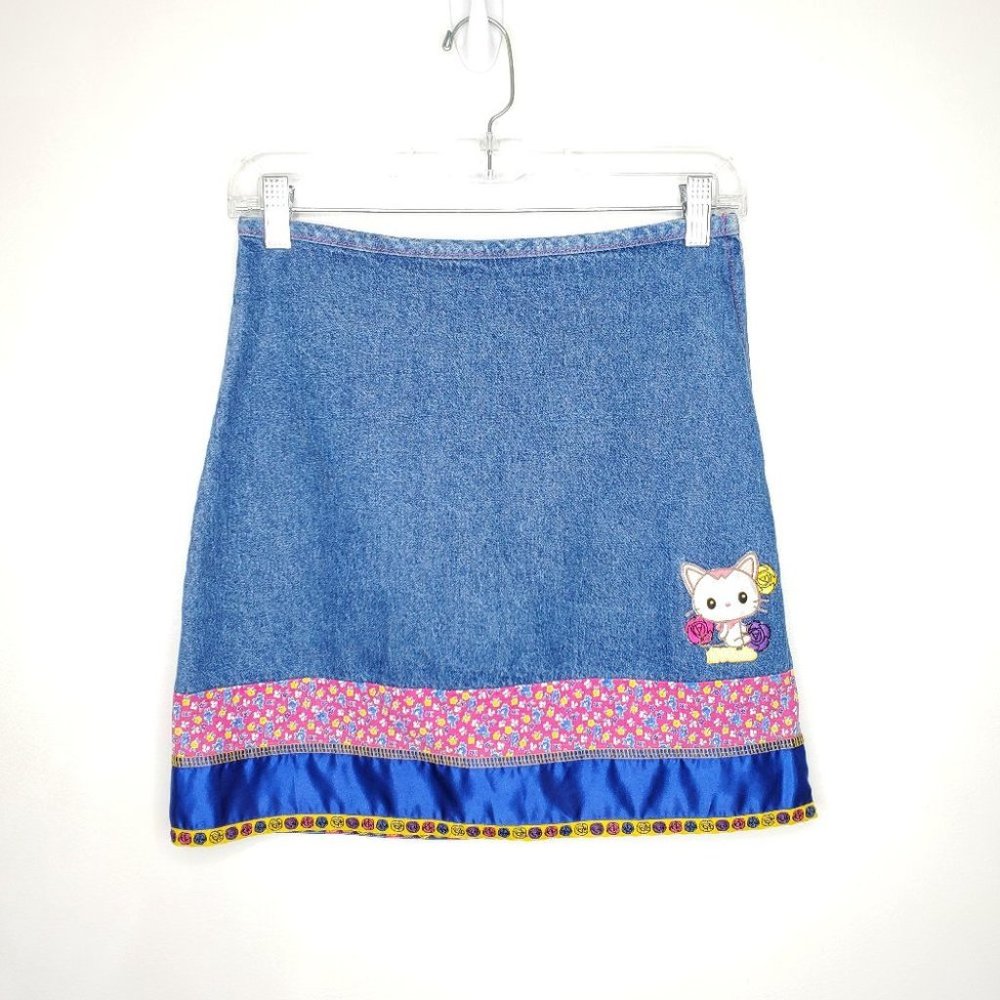 Sanrilo Smiles Girl's Hello Kitty Denim Skirt Early 2000s Sanricore Kawaii Y2K